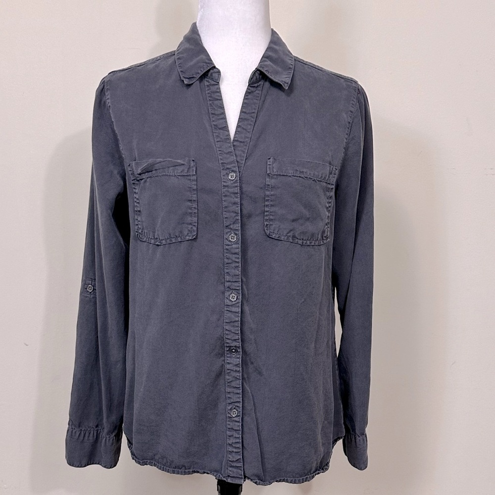 EUC Tinsel 100% Lyocell Long Sleeve w Roll Up Straps Metal Buttons Up Shirt M/L - Picture 12 of 16